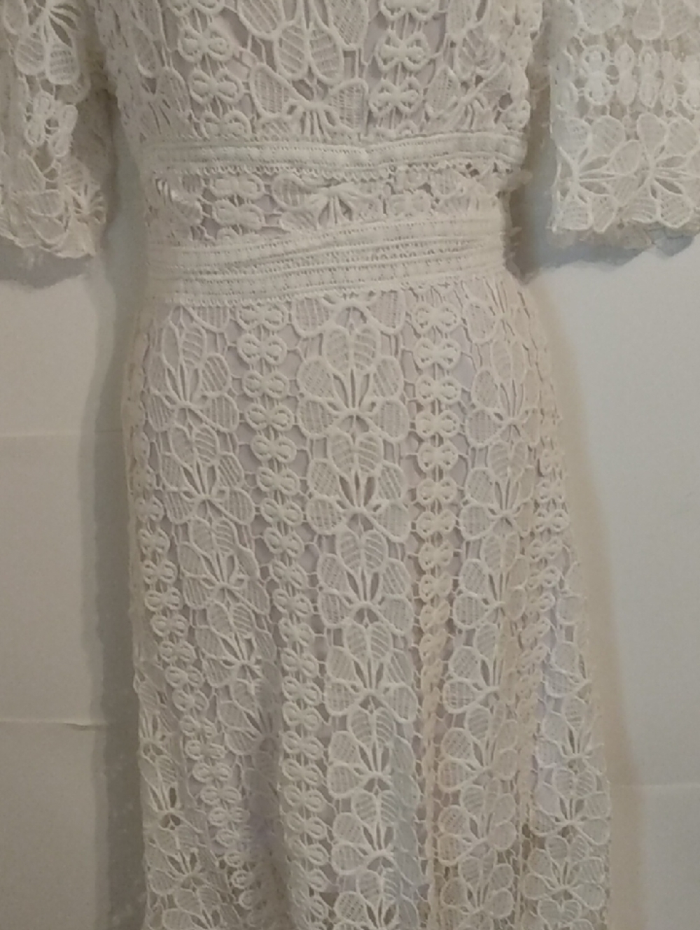 White Lace crochet Boho Bohemian Whimsygoth  Fairy Maxi Dress - Picture 4 of 11